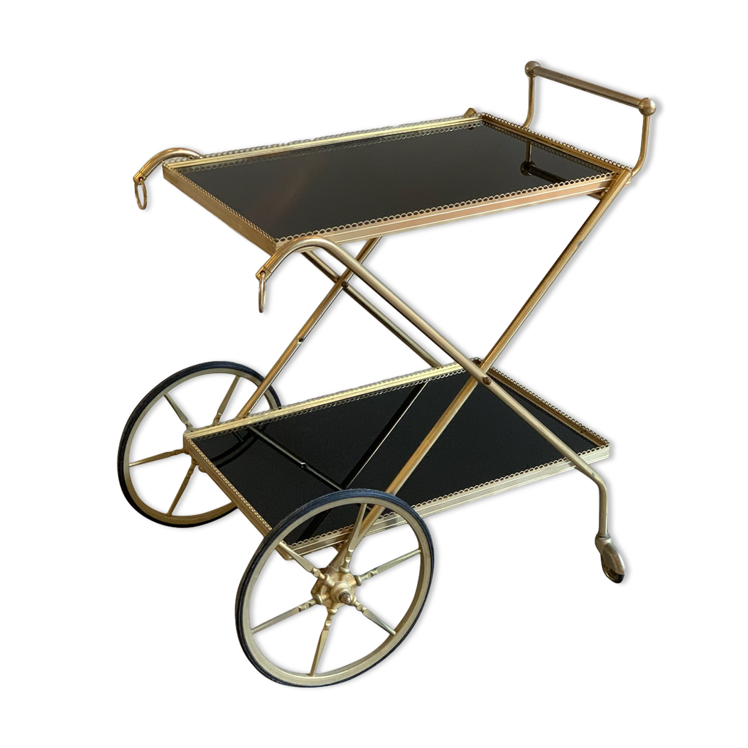 Brass and glass service trolley