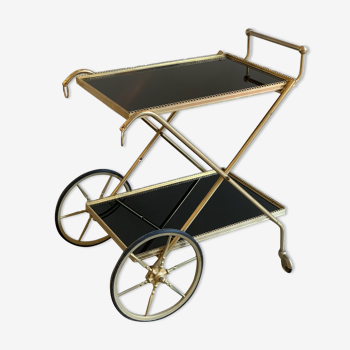Brass and glass service trolley