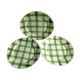3 flat plates vintage art deco style, green checkered, Moulins des Loups