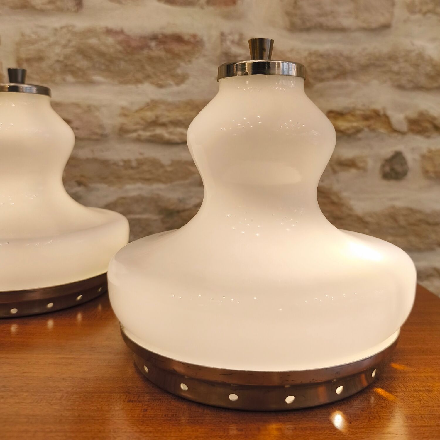 Pair of glass table lamps, Italy, 1960