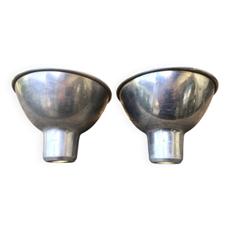Pair of vintage industrial aluminum lampshades