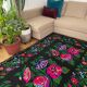 Handwoven Romanian rug with colorful bohemian floral design 294x146cm