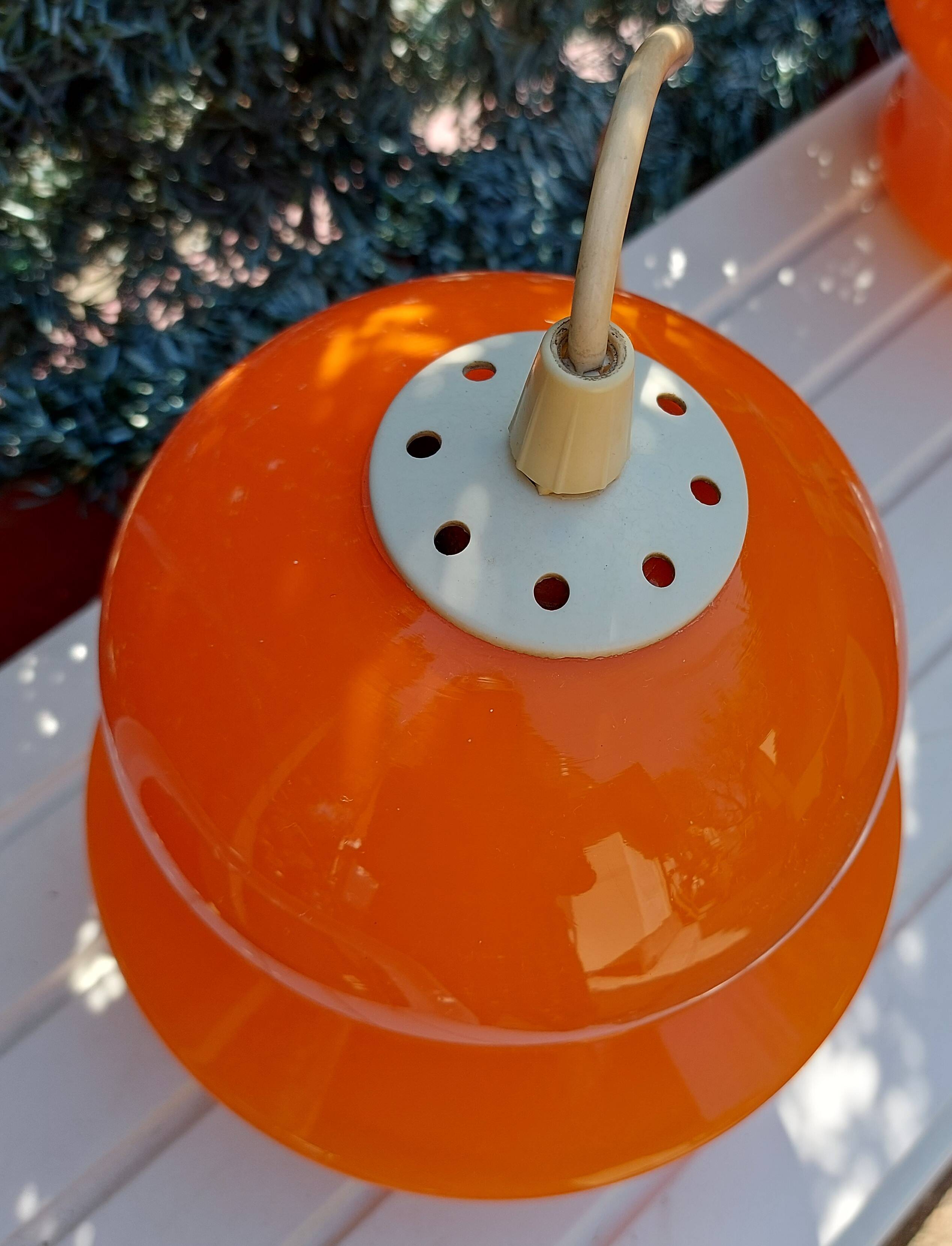 Orange opaline ceiling lamp suspension 1970