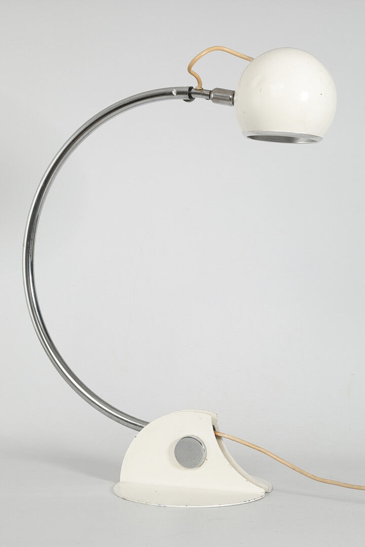 Lamp designed by luci cinisello - origin milan, italy - material: chromed metal painted white - height
