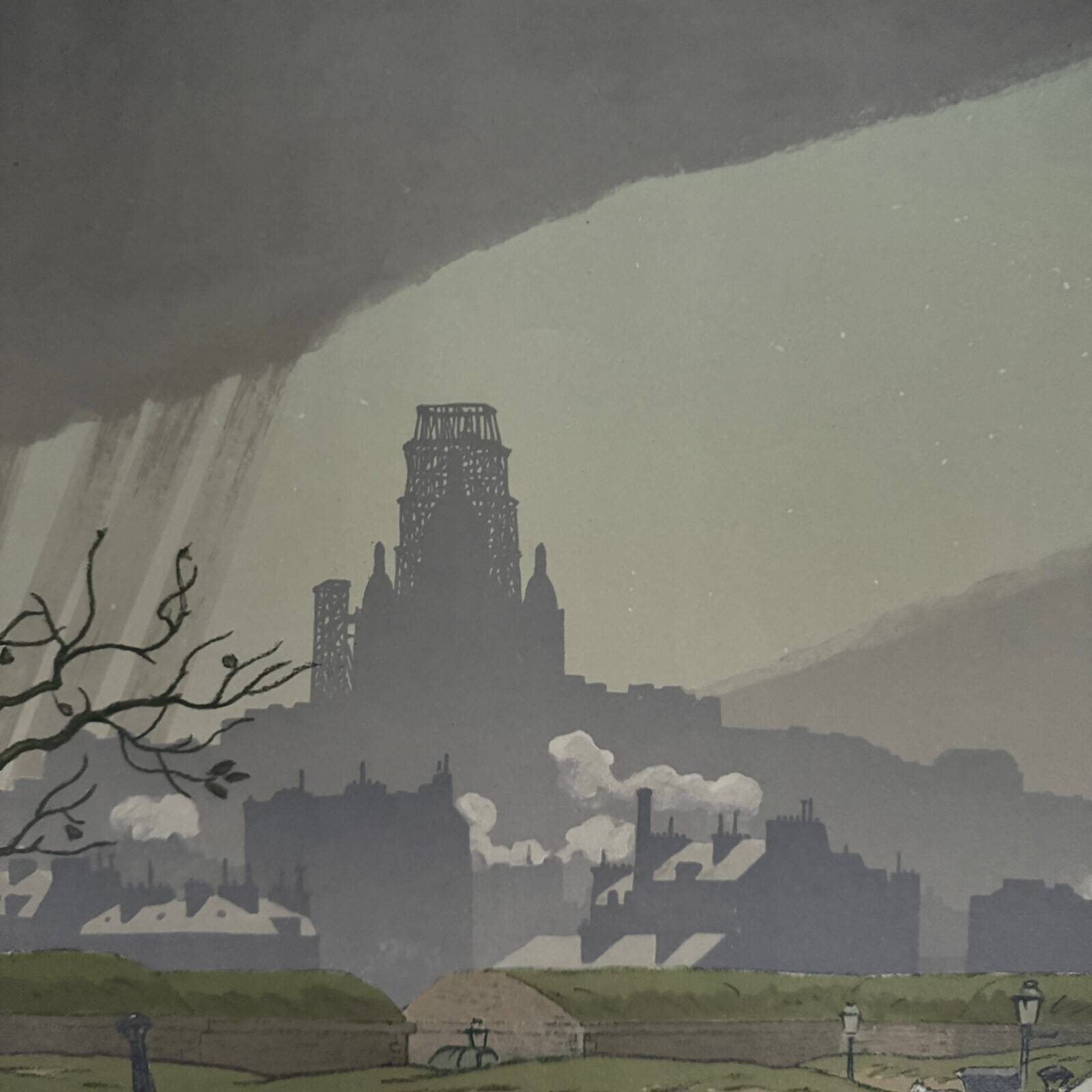 Lithograph by Henri Rivière The Butte Montmartre viewed from the Fortifications