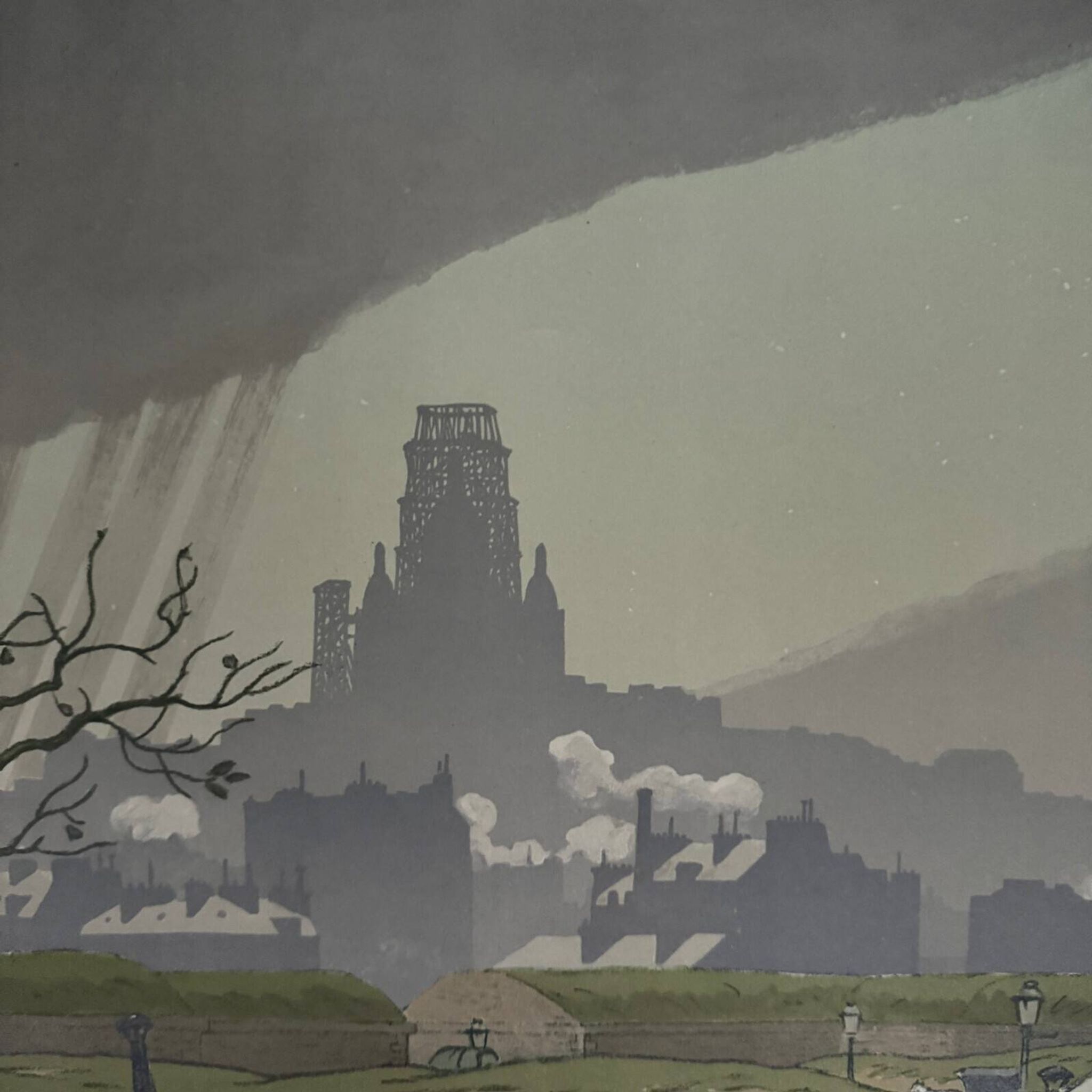 Lithograph by Henri Rivière The Butte Montmartre viewed from the Fortifications