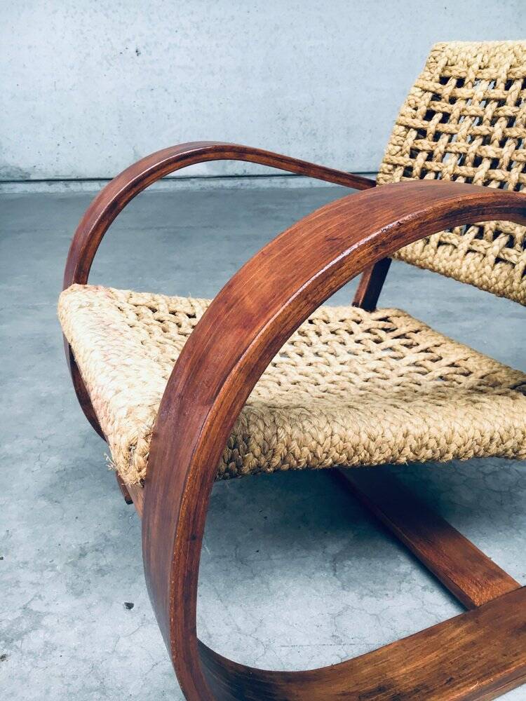 Rope Lounge Chair by Adrien Audoux & Frida Minet for Vibo Vesoul, France, 1940s
