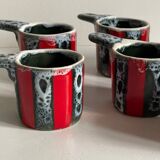 6 vintage luc vallauris art ceramic cups and saucers