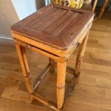 Vintage bamboo and rattan stool
