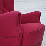 1960s, Danish armchair, furniture wool, beech wood logs.