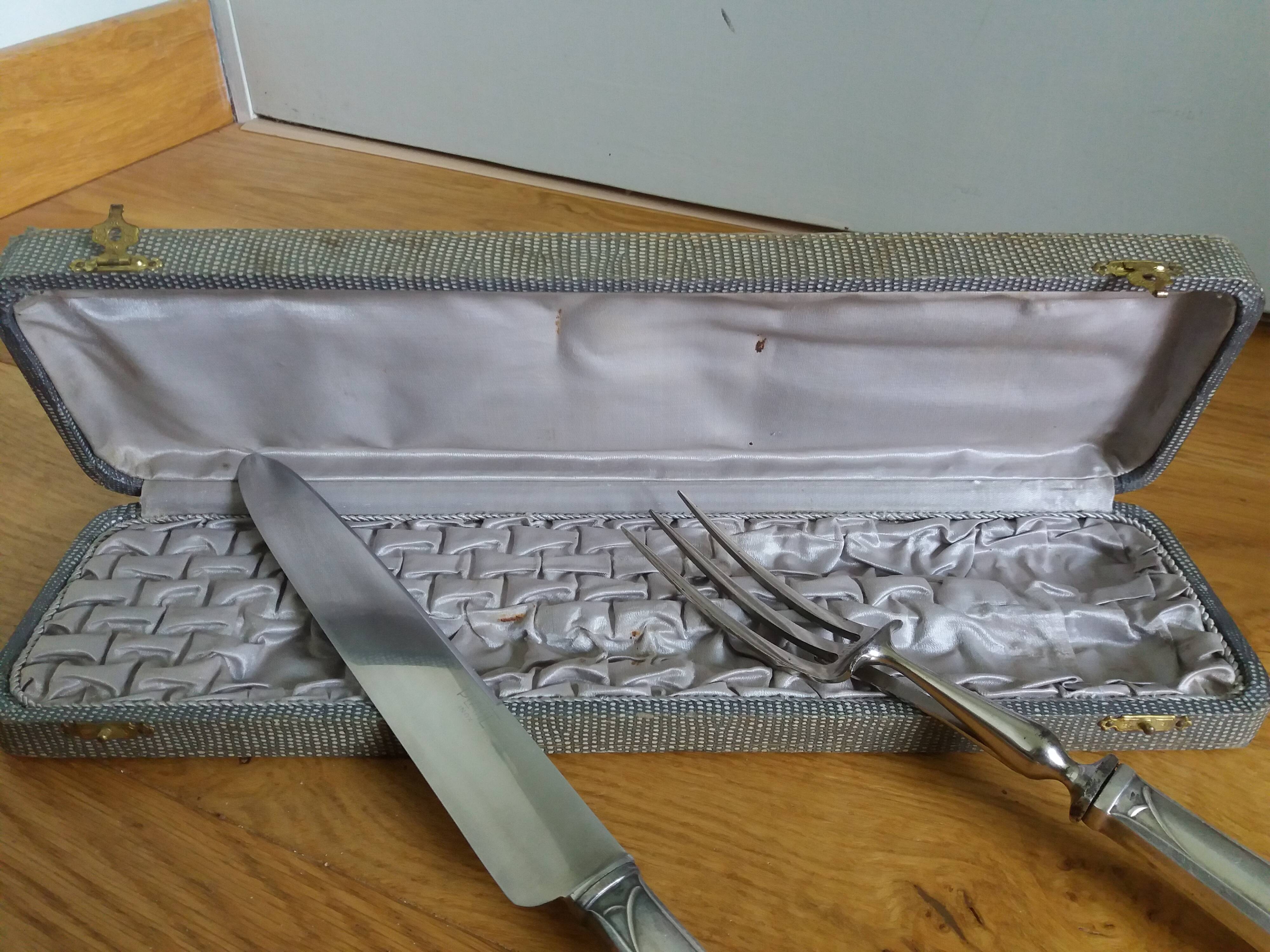 Platil leg of lamb service, Art Deco knife and fork