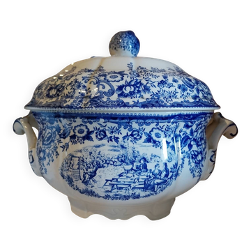 Ancienne soupière Lunéville K&G toile de jouy