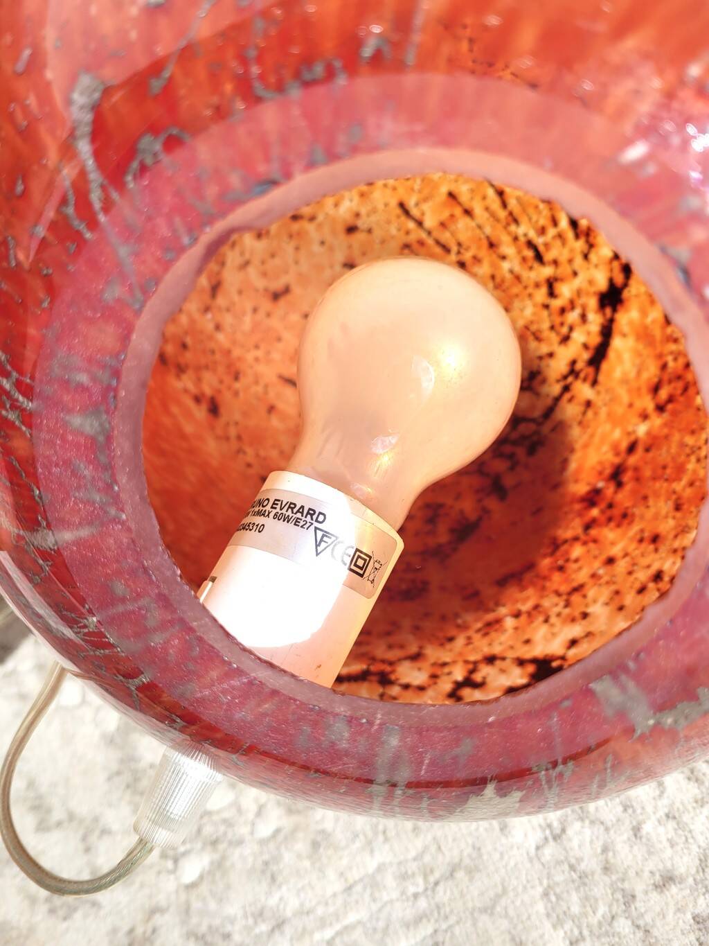 Bruno Evrard blown glass ball lamp