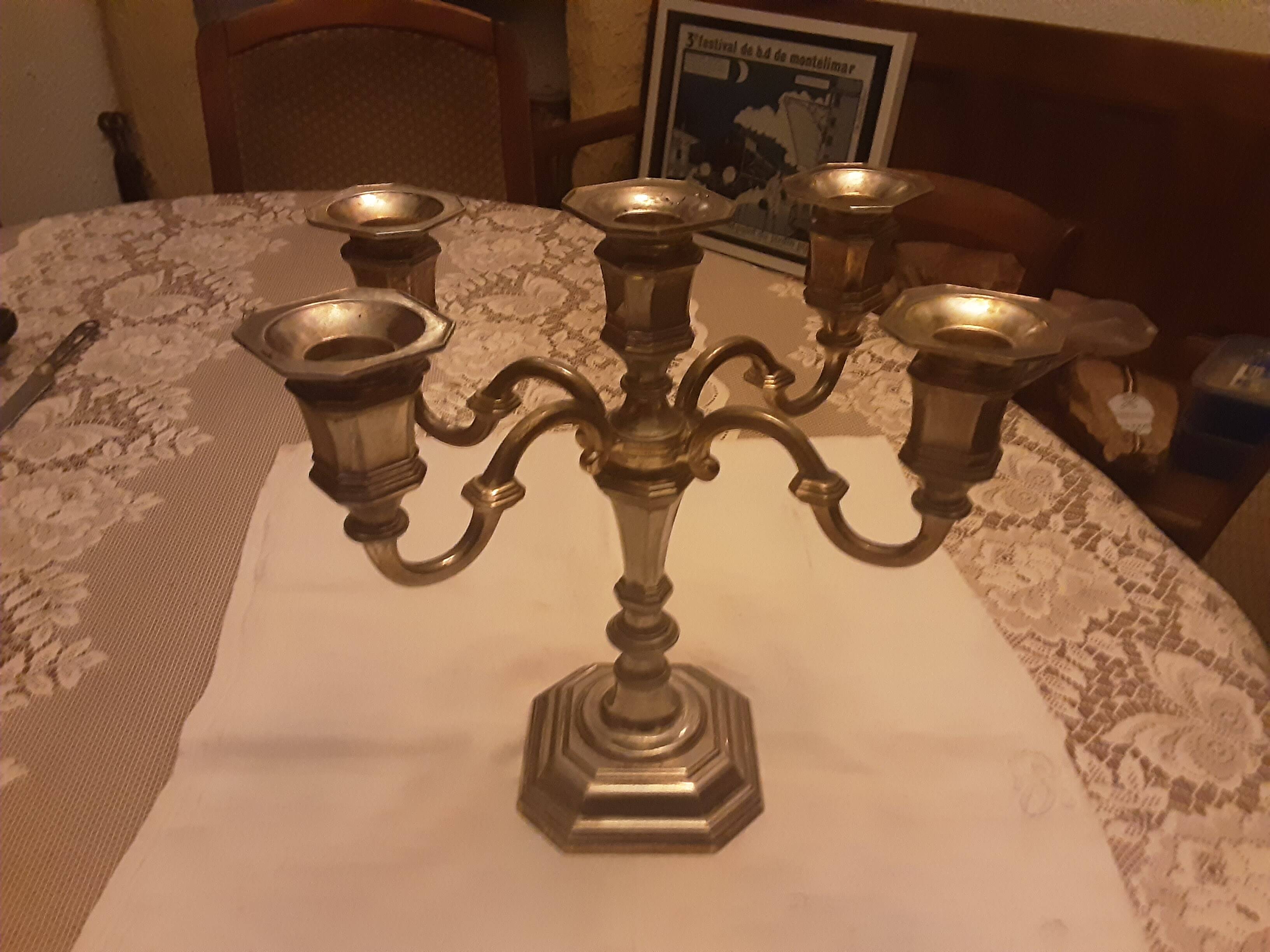 5 flames silver chrome metal candlestick