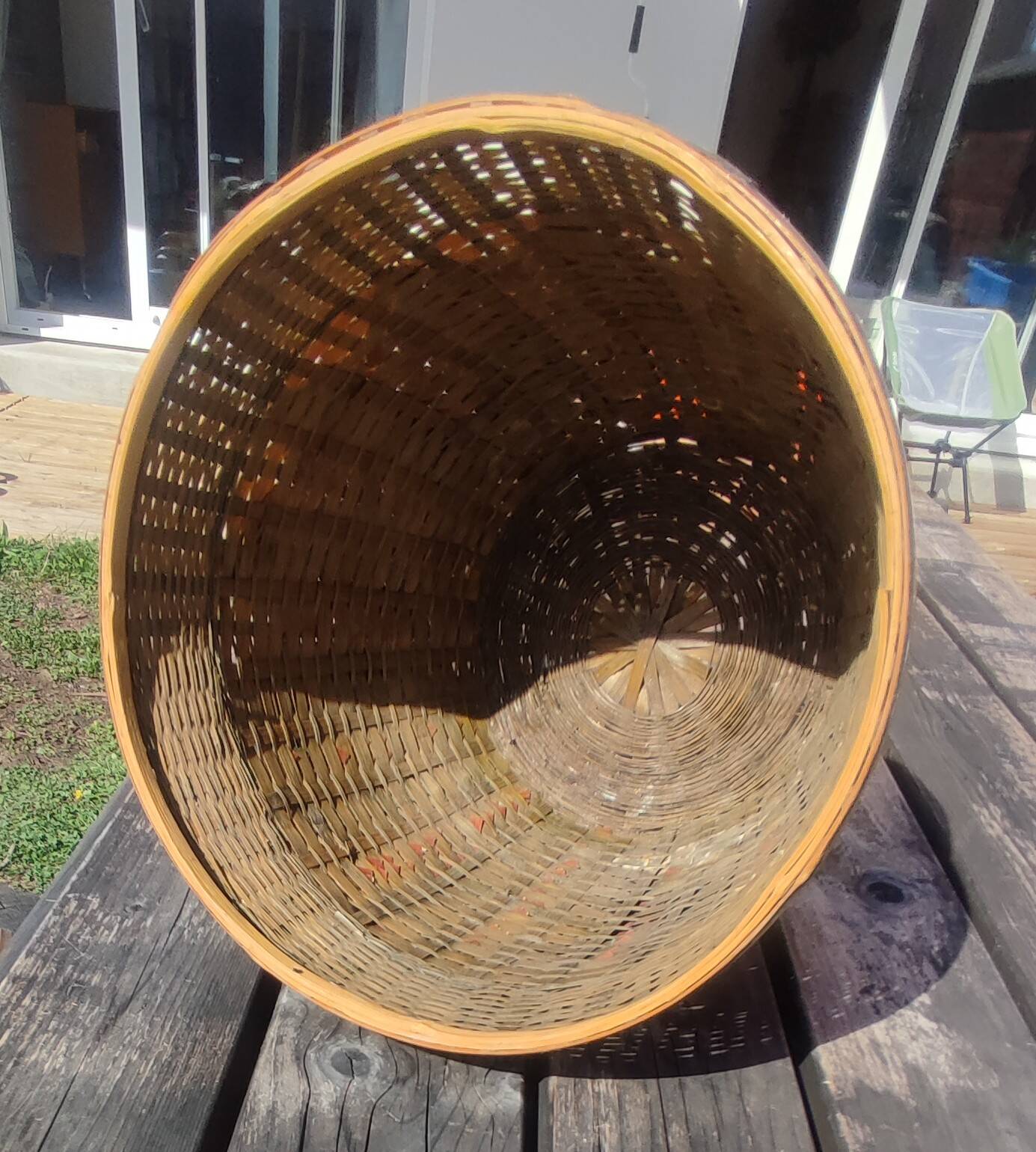 Vintage wicker and rattan cache-pot basket Bohemian Décor 70s