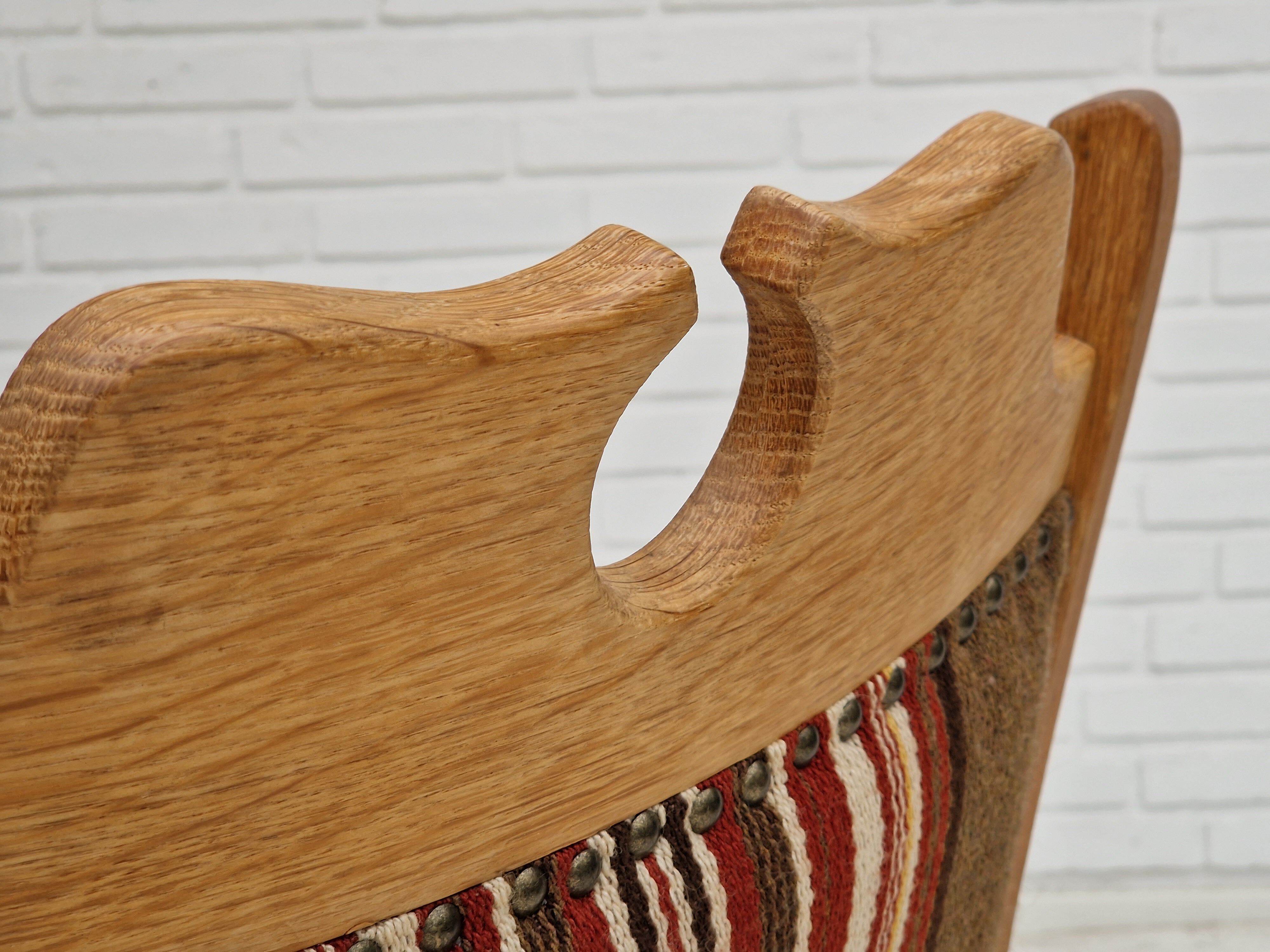 1960s, Danish design, armchair, oak wood, furniture wool.