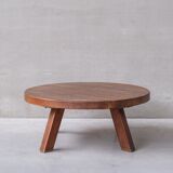 Table basse brutaliste en chêne du milieu du siècle