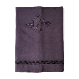 Antique linen sheet and cotton stained eggplant
