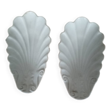 Pair of white earthenware shells 19th
