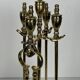 Neoclassical Polished Brass Fire Set with Ring Tools