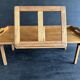 Manufrance wooden bedside table, folding tray with book holder.
