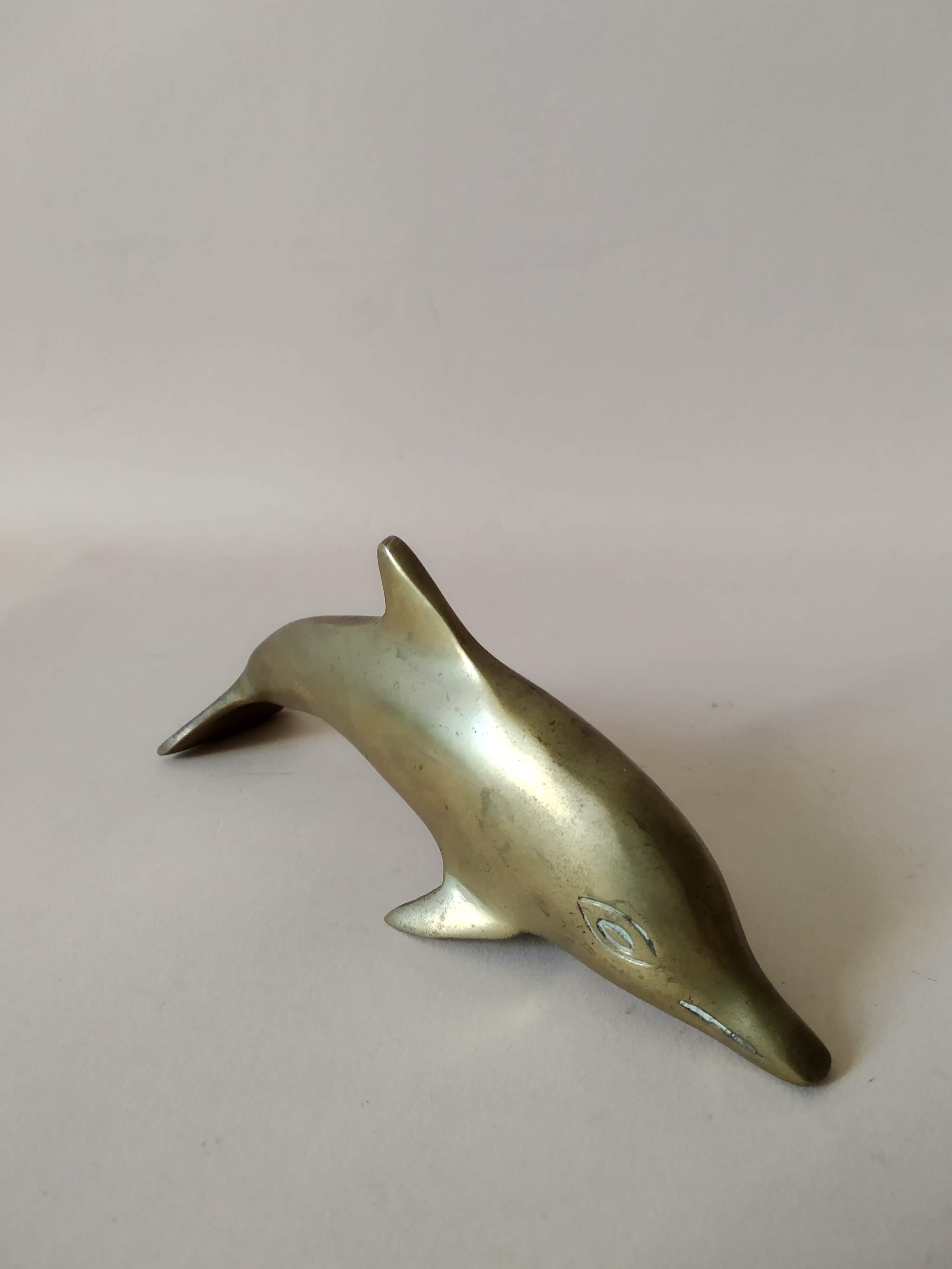 Patinated brass dolphin
