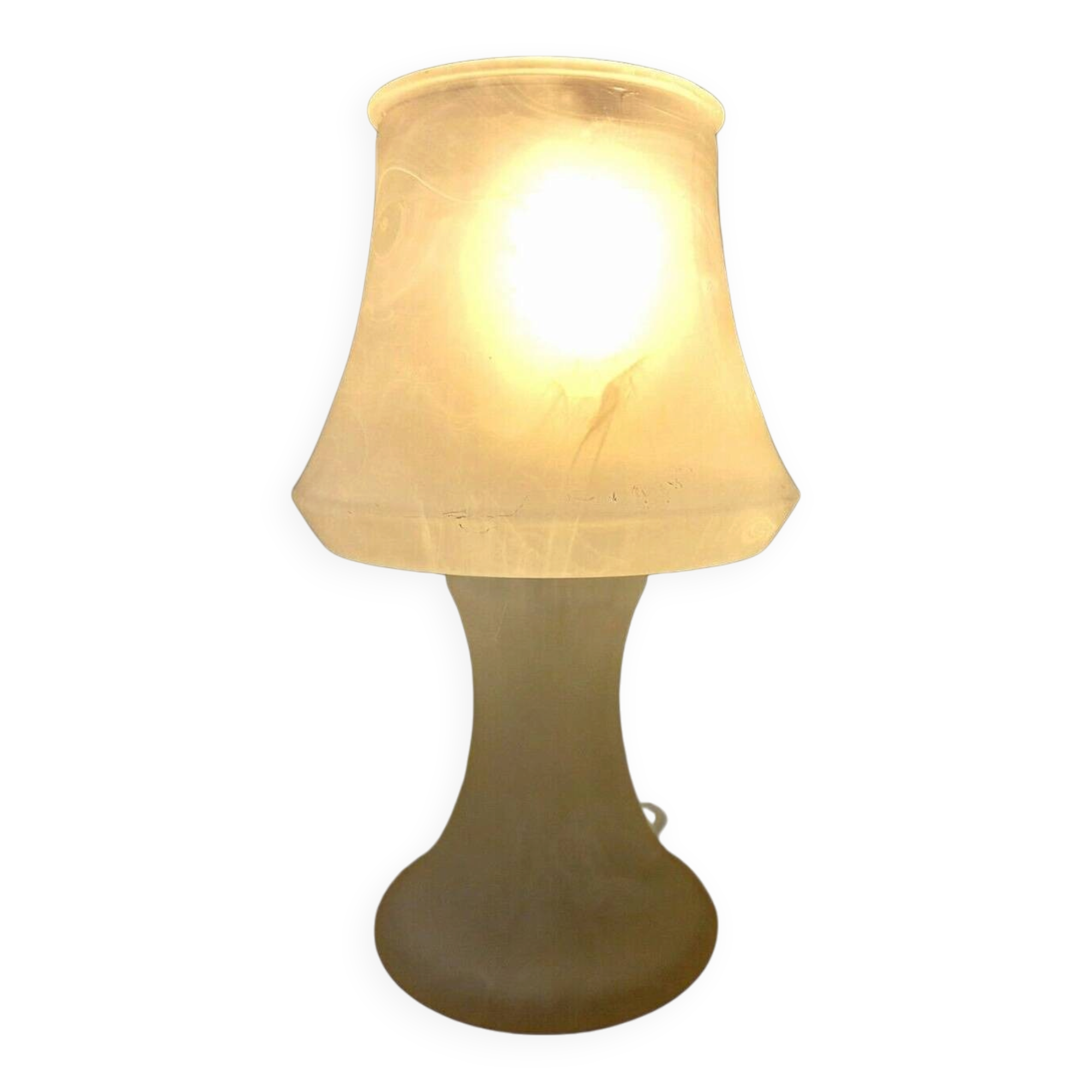 Vintage Murano Opaline Mushroom Lamp with Tinsel Diffuser? Smoke Table.