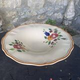 Coupe a fruits en faience avec des fleurs peintes a la main, ancienne