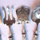 Art Nouveau cute service, 4 filled silver cutlery, chiseled, hallmark