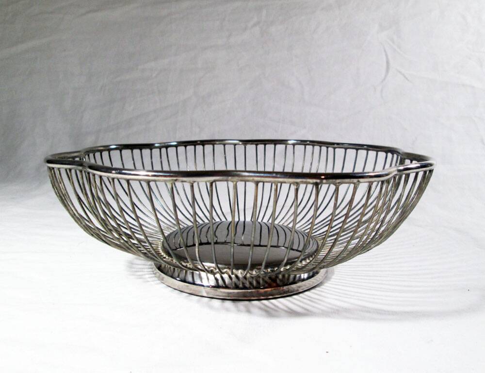 Silver metal fruit basket