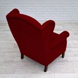 50s, Danish design, refurbished chair, furniture wool, mahogany wood