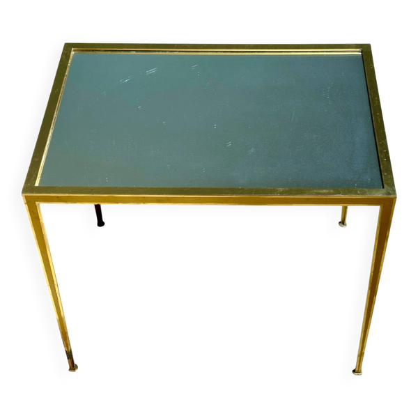 Table basse vintage en laiton et miroir – Deutsche Werkstätten, années 60