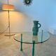 Old bean coffee table free form glass top Italian design 80s vintage