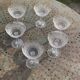 6 champagne glasses in glass and transparent crystal, antique chiseled
