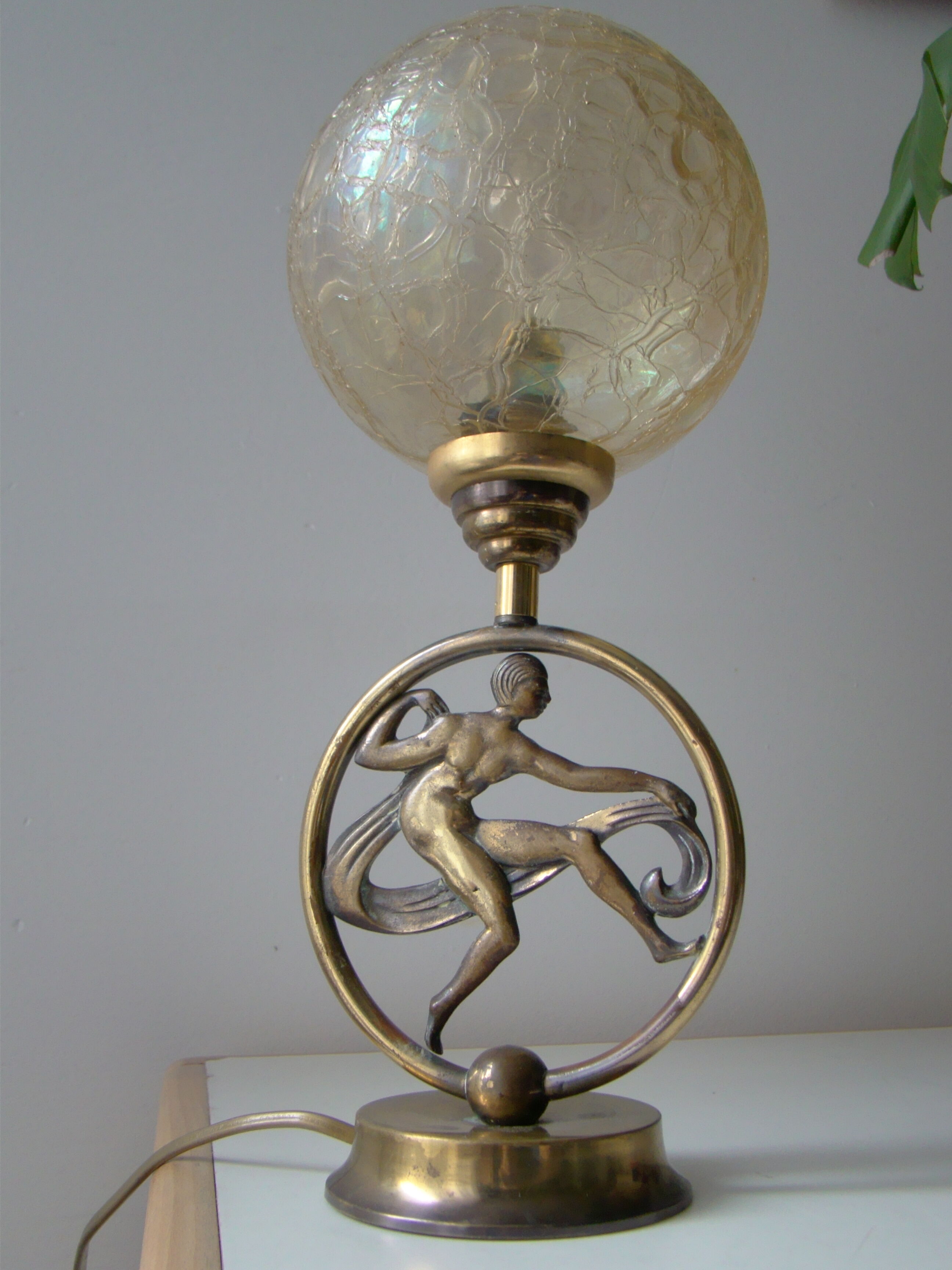 Art Deco golden brass lamp