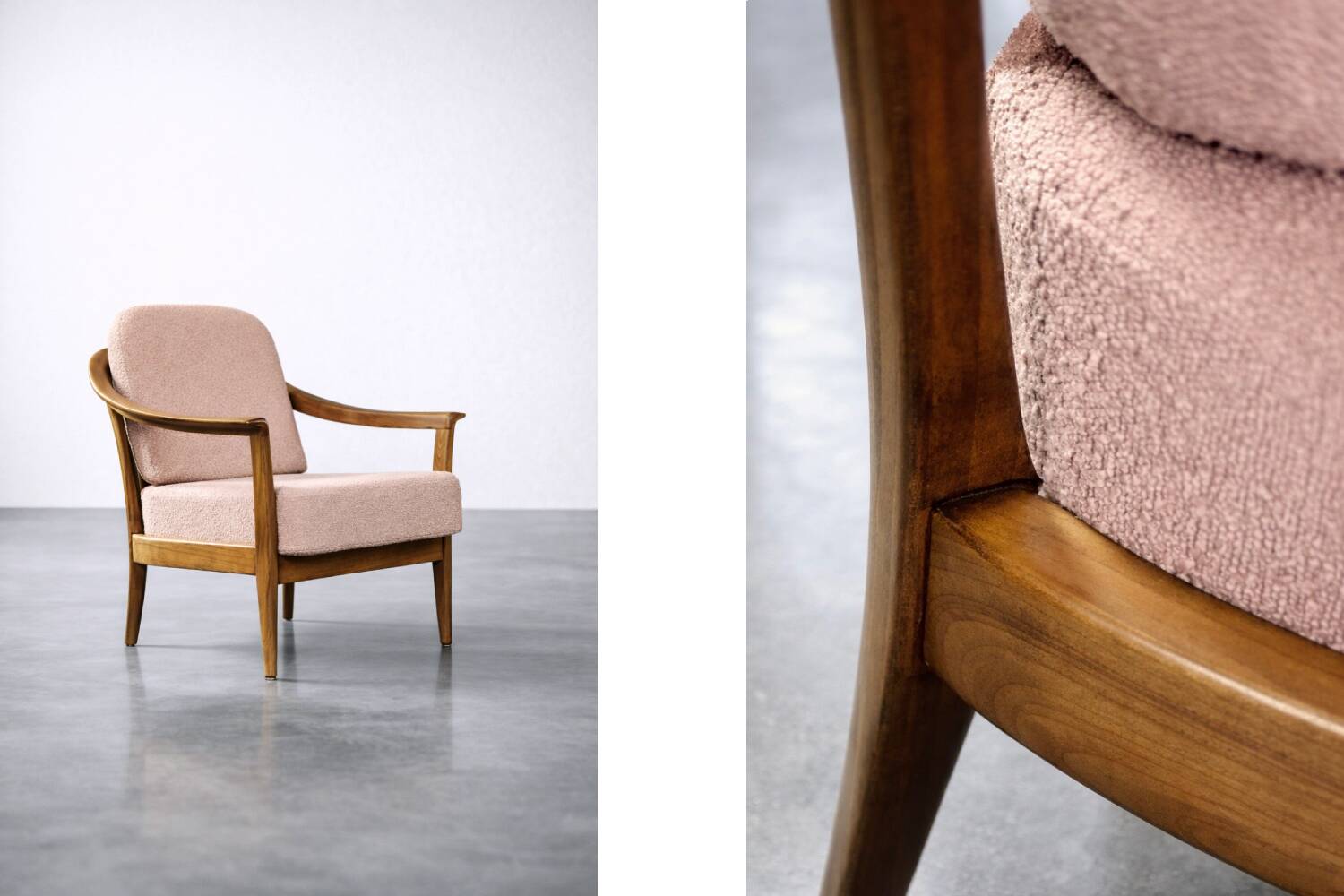 Vintage Mid-Century Modern Wood and Fabric Armchairs from W. Knoll, Set of 2