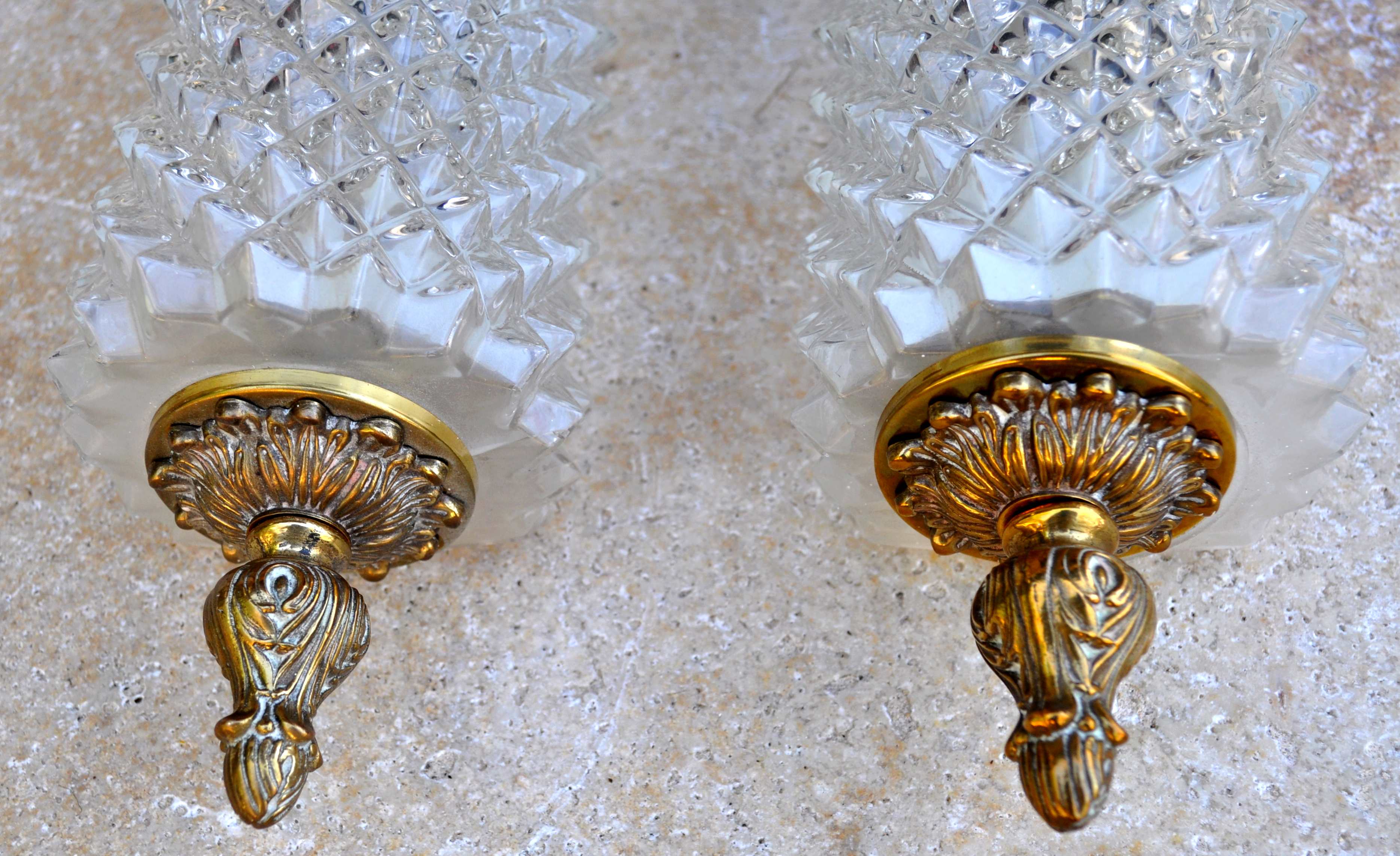 Pair applied glass and bronze