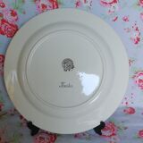 Plat Boch Frères Fausta ancien rose fleurs vert au pochoir