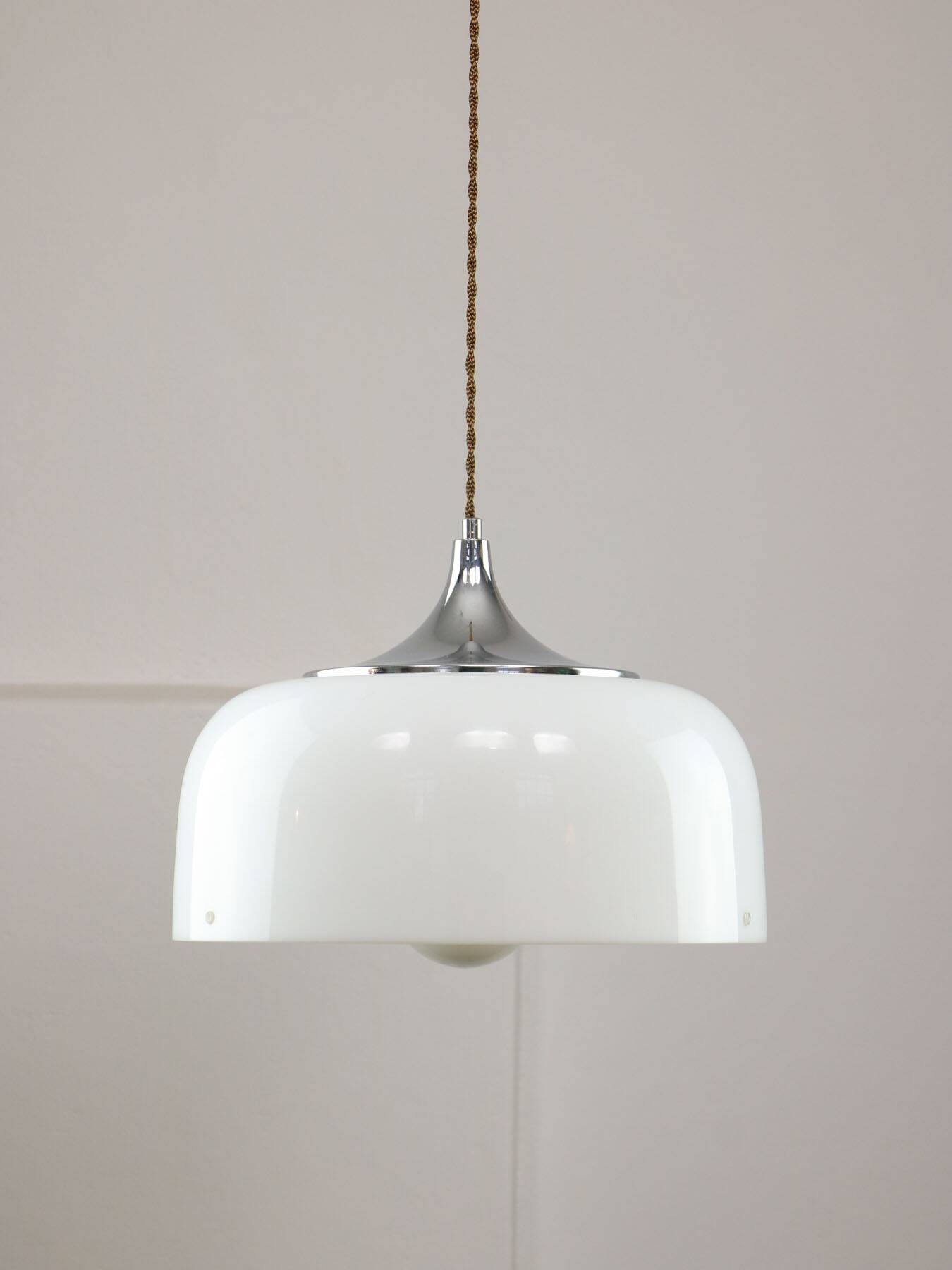 Space Age White Pendant Lamp from Guzzini, 1960s