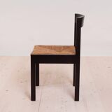 Vintage dining set, 4 chairs, extendable dining table, rope seating, 1970s