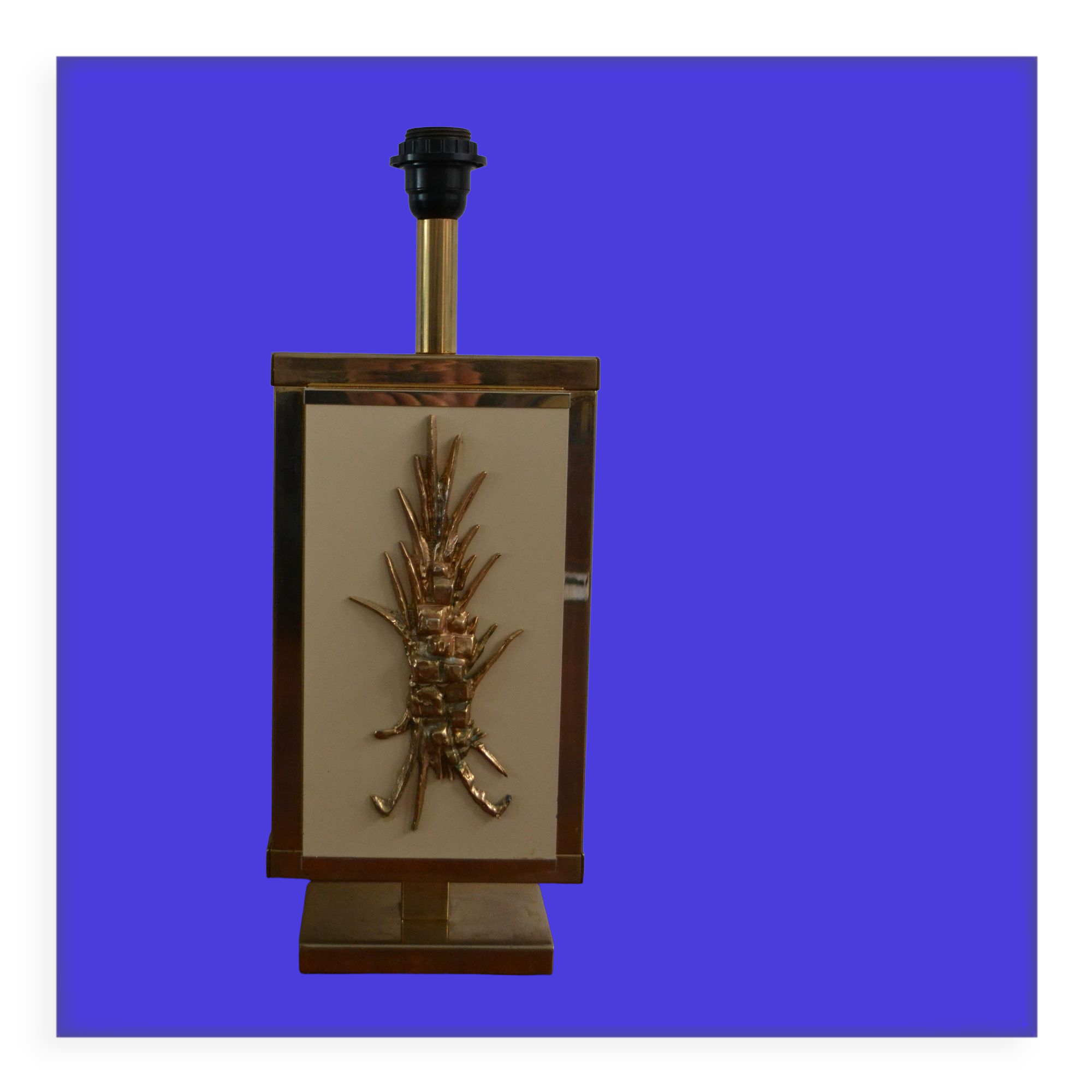 70s lamp foot by Philippe Cheverny in brass and bronze resin