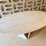 Oblong travertine dining table