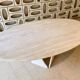 Oblong travertine dining table