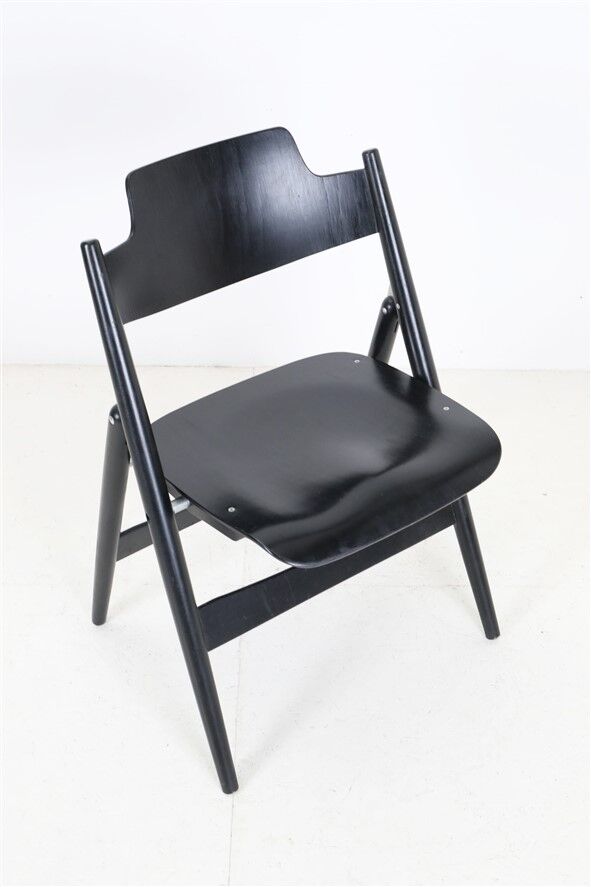 Black Mid Century “SE18” folding chair by Egon Eiermann for Wilde + Spieth