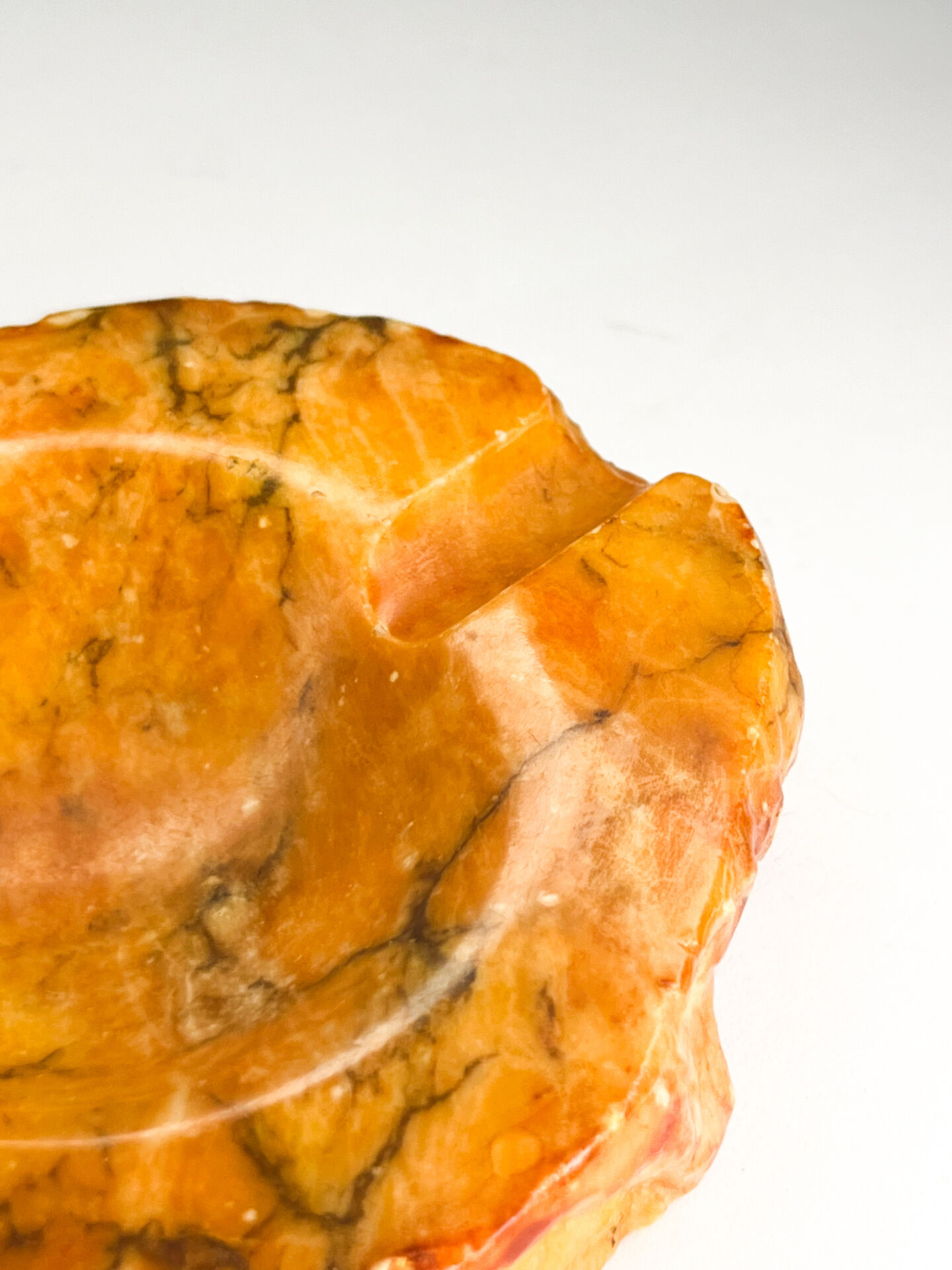 Empty Ashtray in Orange Alabaster Made in Italy