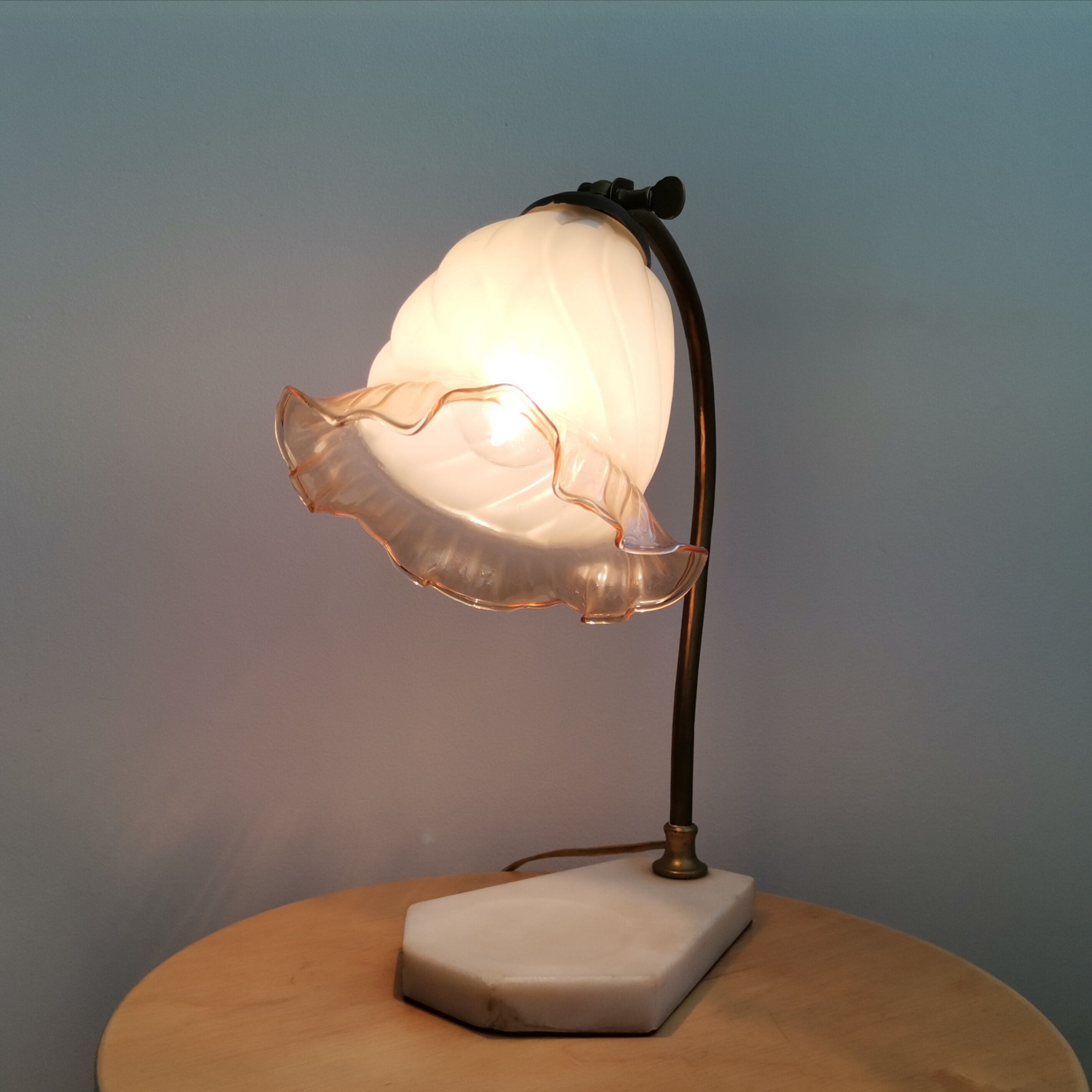 Vintage 40s Art Deco marble table lamp