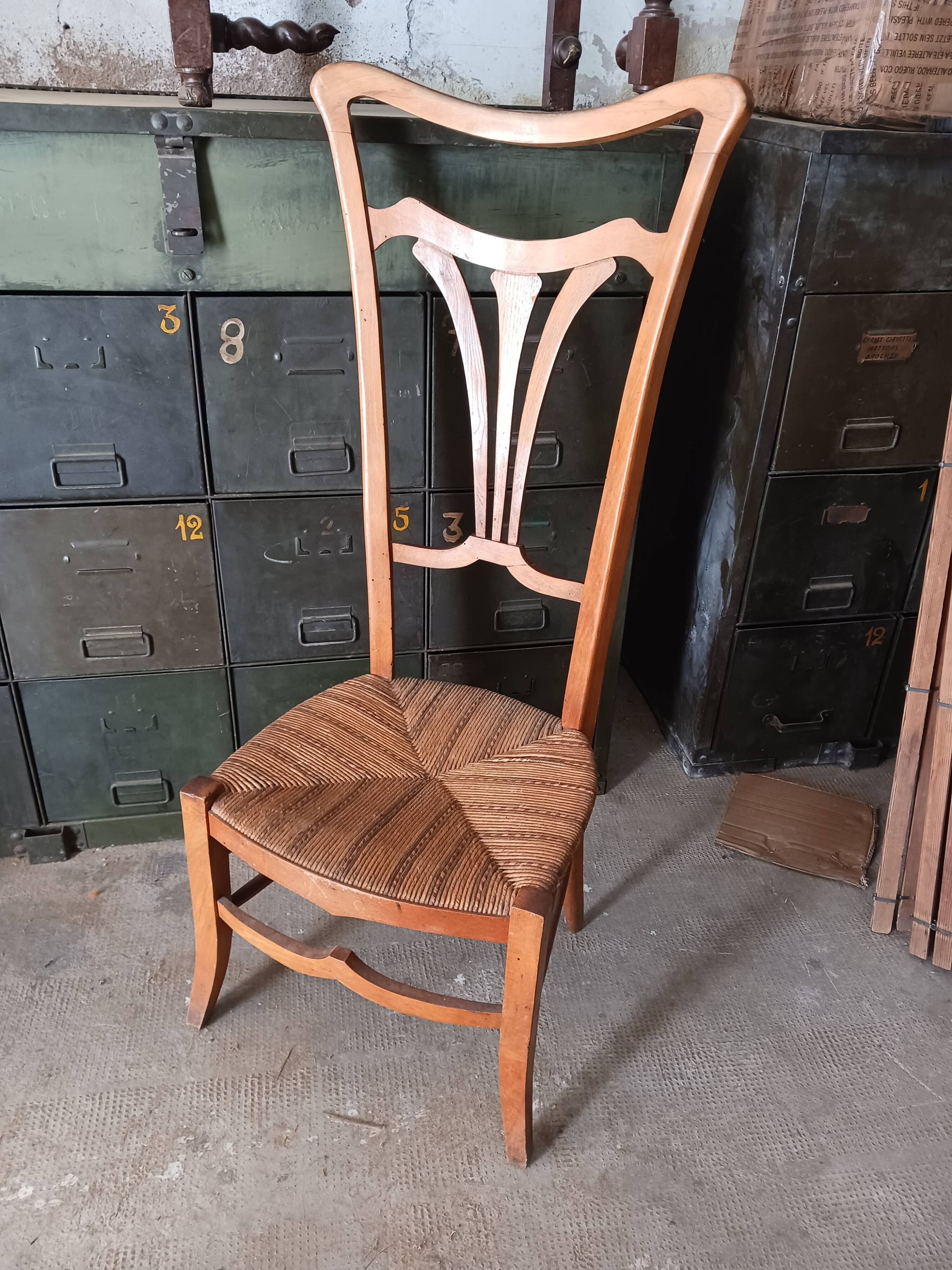 Low chair with high back, called nourishment period 1900, Art Nouveau