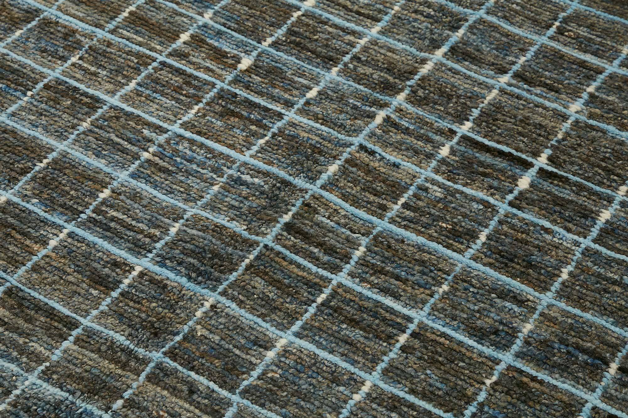 Hand-Knotted Turkish Contemporary 210 cm x 300 cm Grey Wool Carpet