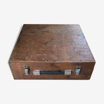 Vintage wooden suitcase box or wooden storage box