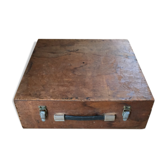 Vintage wooden suitcase box or wooden storage box